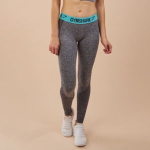 Gymshark Flex Leggings Charcoal Marl/Turquoise - S